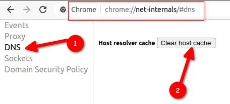 chrome net internals dns clear host cache